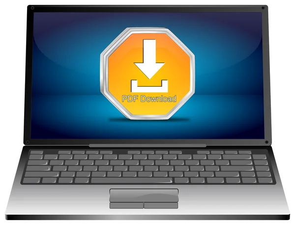 Computador portátil com botão Download PDF — Fotografia de Stock