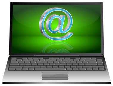 dizüstü bilgisayar ile e-posta simgesi