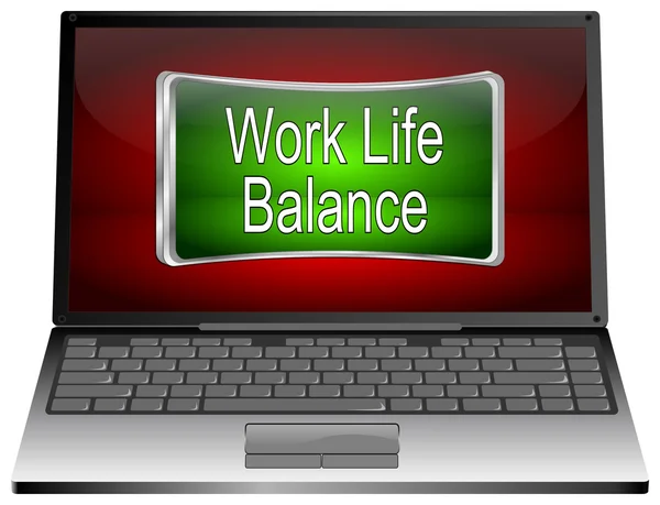 Laptop computer with Work Life Balance button — Stock Photo, Image