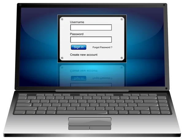 Laptop mit Login-Bildschirm — Stockfoto