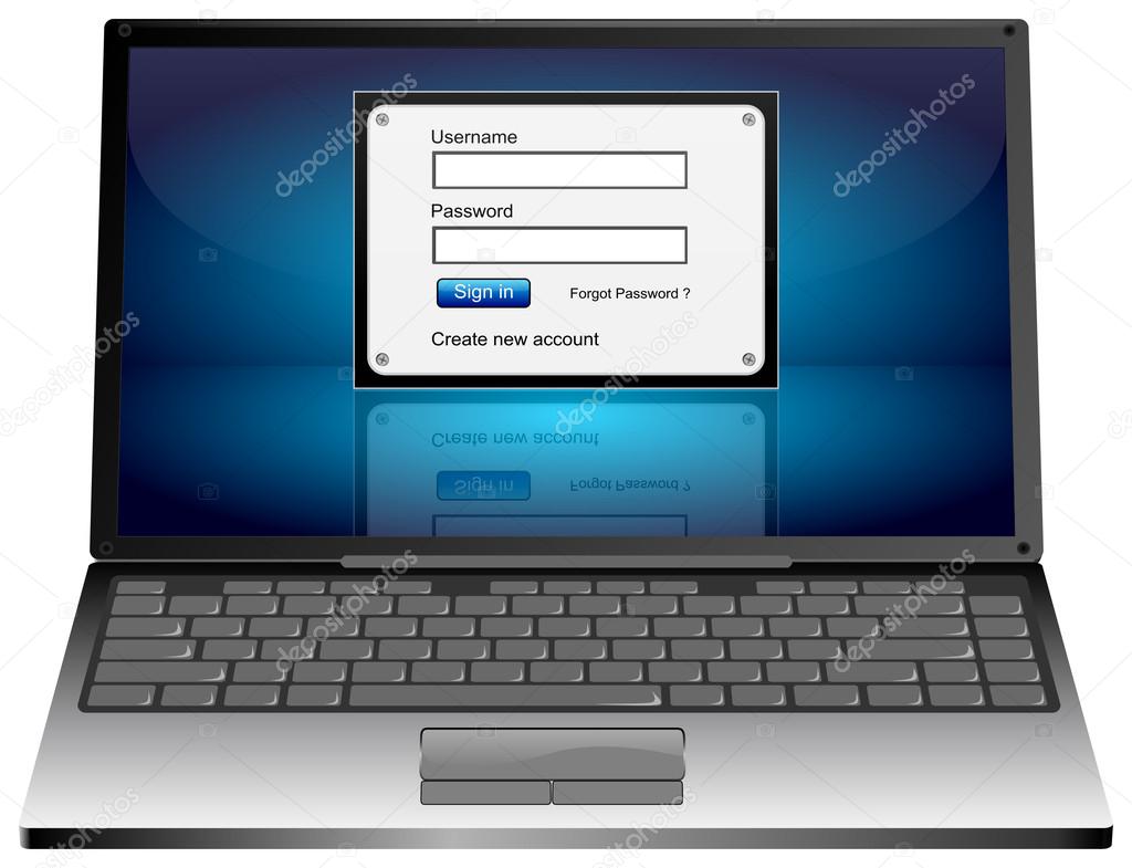 Laptop Computer with Login screen