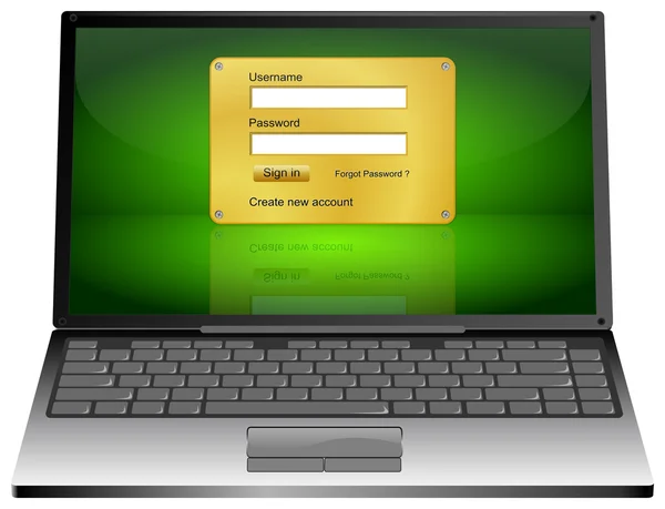 Laptop Computer with Login screen — Stock Photo, Image