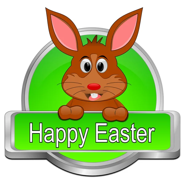 Easter bunny wishing happy easter button — Stock Photo, Image