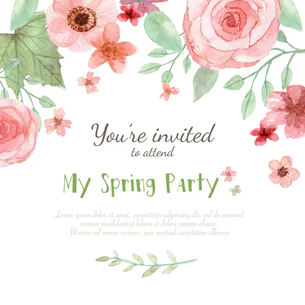 Tarjeta de invitación de flor — Vector de stock