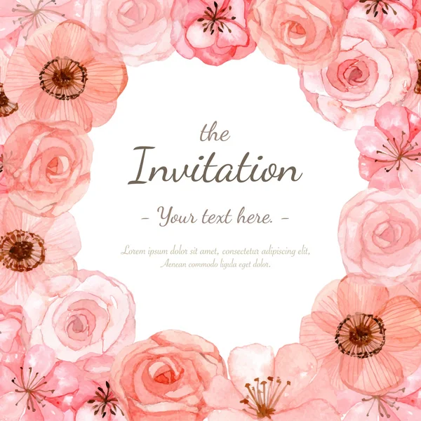 Carte d'invitation aux fleurs — Image vectorielle