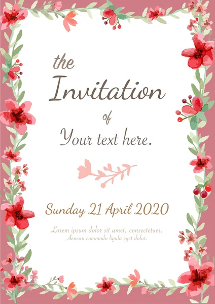 Tarjeta de invitación de flor — Vector de stock