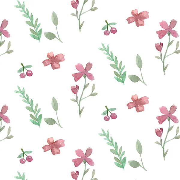 Άνευ ραφής λουλούδια και φύλλα μοτίβο — Διανυσματικό Αρχείο