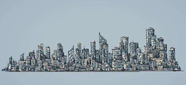 Paisaje urbano. Vector dibujado a mano — Archivo Imágenes Vectoriales