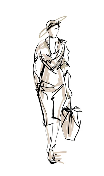 Fashion model. Sketch. — Stock Vector