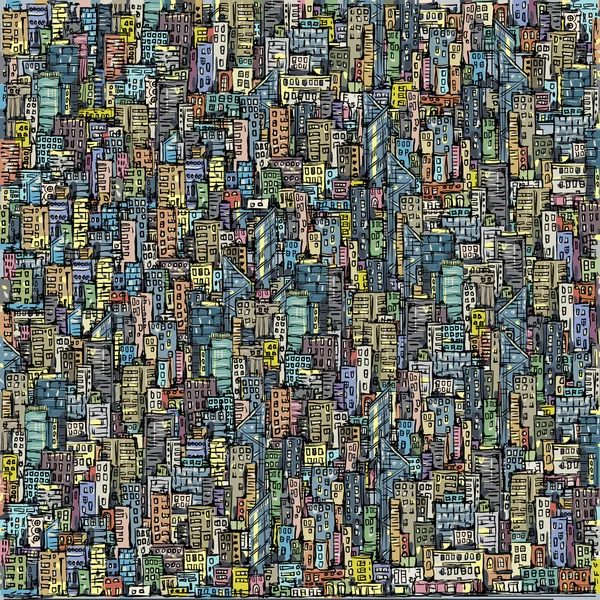 Paisaje urbano, vector dibujado a mano — Vector de stock