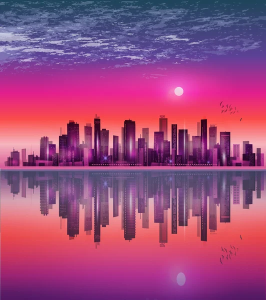 Paysage urbain la nuit — Image vectorielle