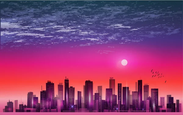 Paysage urbain la nuit — Image vectorielle