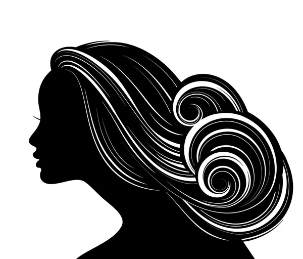 Woman Hair style Silhouette — Stock Vector