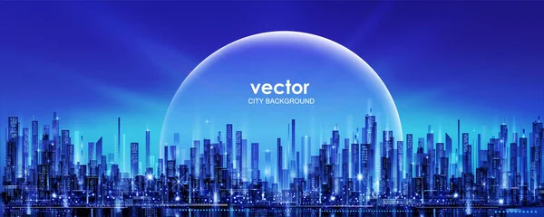 Paysage Urbain Nuit Silhouettes Skyline City Fond Ville Avec Architecture — Image vectorielle