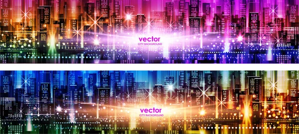 Banner Vector Ciudad Futurista Abstracto Encabezado Fondo Cityscape — Vector de stock