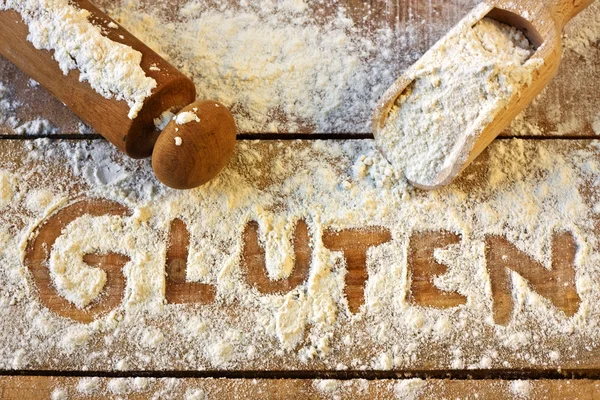 Mot gluten avec fond en bois — Photo