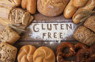 gluten free breads on wood background clipart