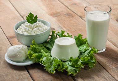 Süt ve süt ürünleri. Ekşi krema, süt, peynir, mozzarella, ricotta