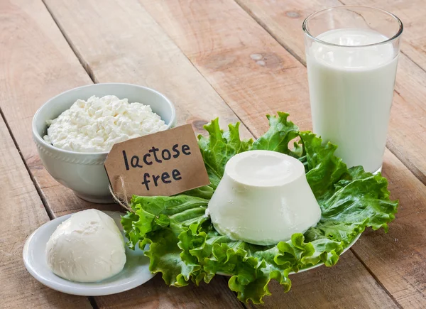 Laktosefreie Intoleranz - Lebensmittel mit Hintergrund — Stockfoto