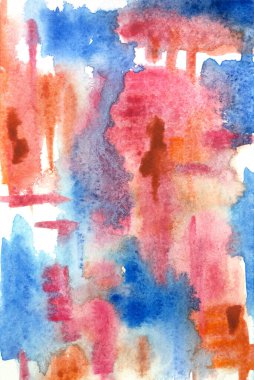 Noktaların suluboya soyutlaması, turkuaz ve turuncu tonlarda çarpma ve sıçramalar, poster için baskı, çeşitli yüzeylerin dekoru.