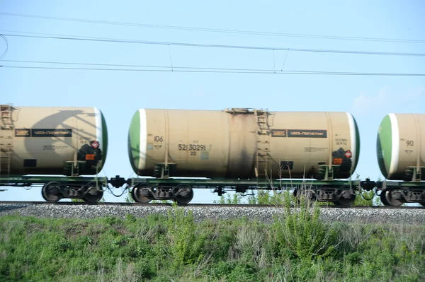 Ufa - MAY 15: Freight train. Tanks in Ufa, Russia. In May 2015 — Stock Photo, Image