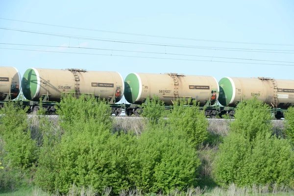 Ufa - MAY 15: Freight train. Tanks in Ufa, Russia. In May 2015 — Stock Photo, Image