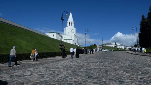 Spasskaya Tower of Kazan Kremlin, in Kazan Kremlin, Tatarstan, Russia. — Stock Video