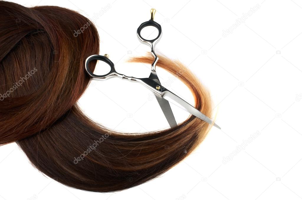 Scissors on human hairs