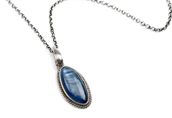Silver pendant with kyanite — Stock Photo, Image
