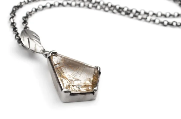 Silver pendant with quartz — Stock Photo, Image