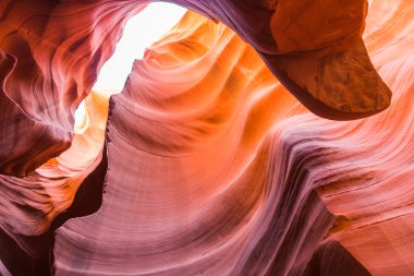 Pozlama ve seçici odak altında Arizona Amerika ile alt antilop Kanyonu