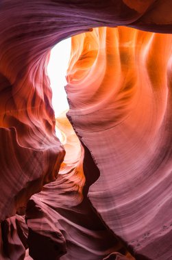 Pozlama ve seçici odak altında Arizona Amerika ile alt antilop Kanyonu