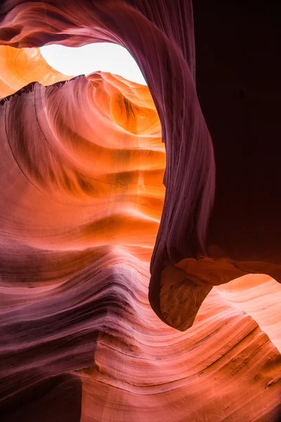 Lower Antelope canyon in Arizona America with under exposure and selective focus — Stock Photo, Image