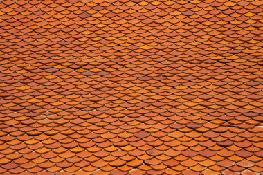 Doku konsepti için Turuncu çatı seramik tapınak dokusu deseni