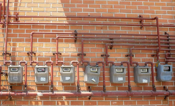 Row of Electric meter on the wall — Stock Photo, Image