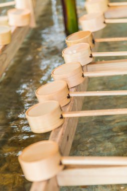 Bambu Japon arıtma Kepçe Japon tapınağının girişinde