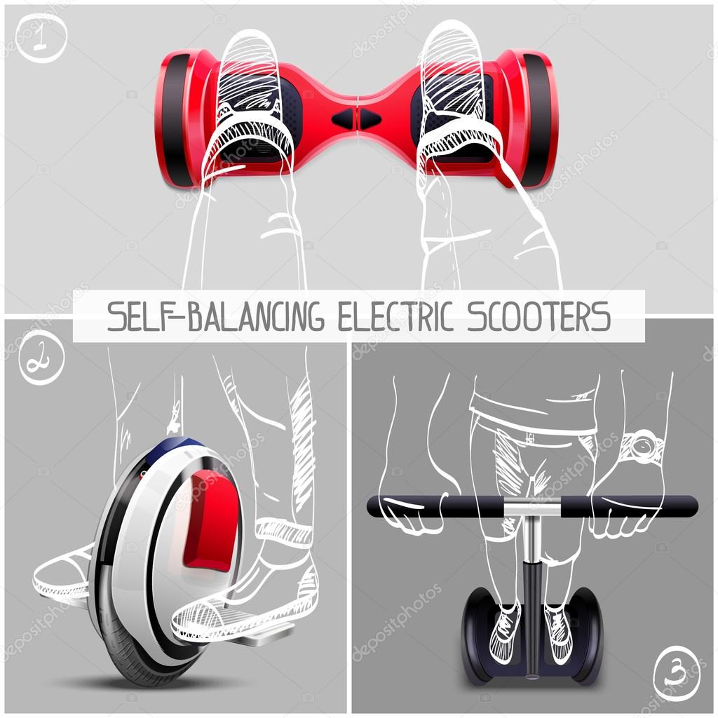 Set of electric scooters