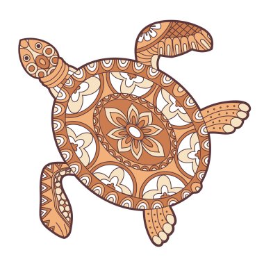 Deniz kaplumbağası dekoratif illüstrasyon vektör