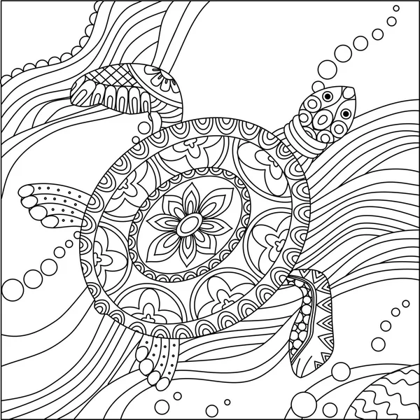 Sea turtle coloring page — Stock Vector