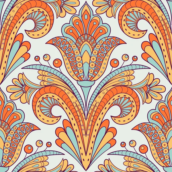 Virágos doodle damaszt mintás — Stock Vector