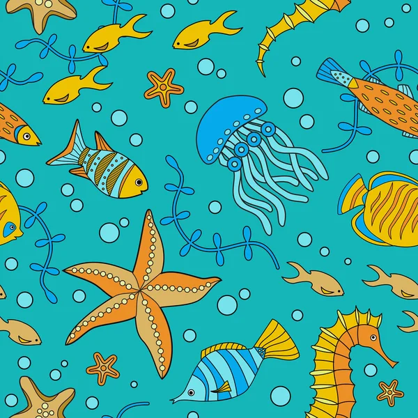 Marine life pattern — Stock Vector