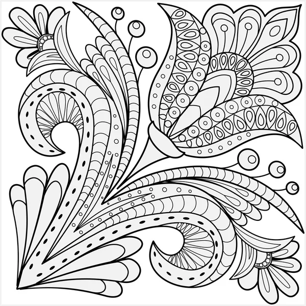 Coloriage design floral — Image vectorielle