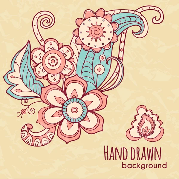 Fondo de garabato floral dibujado a mano — Vector de stock