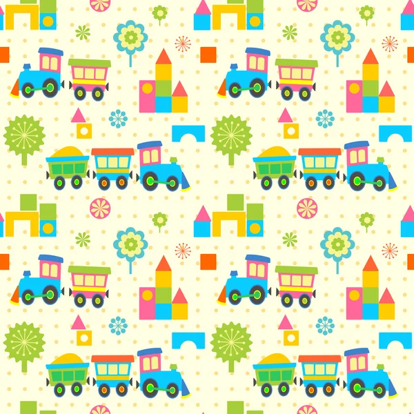 Toy trains seamless pattern — Stock Vector