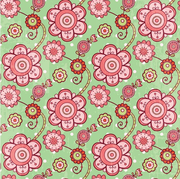 Roze bloemen en polka dot — Stockvector