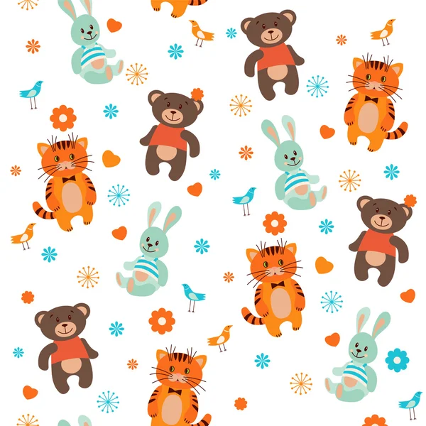 Baby toys animals background — Stock Vector