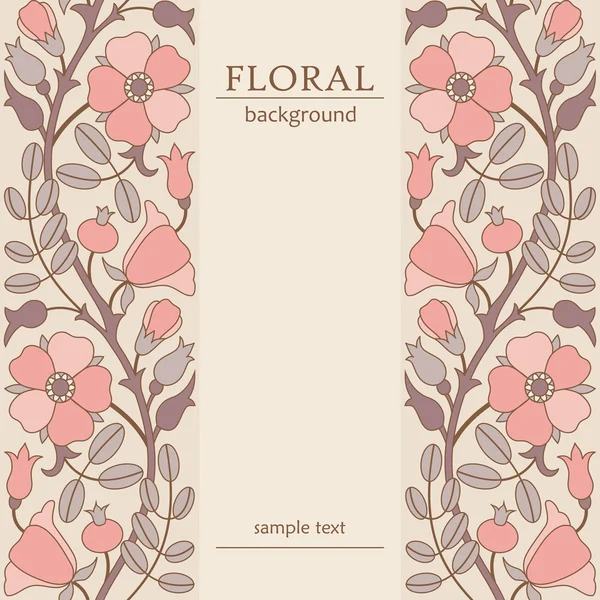 Modelo de moldura floral com flor rosa quadril — Vetor de Stock