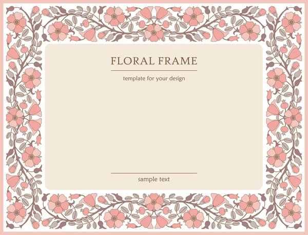 Floral frame met hond-rose bloemen — Stockvector