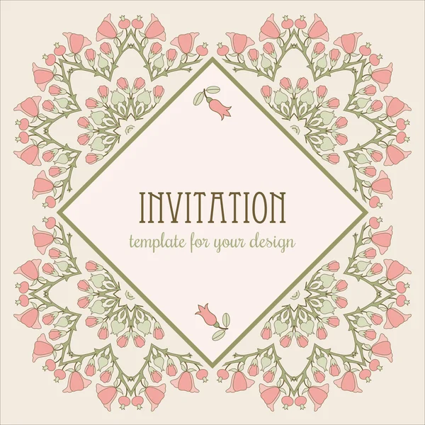 Plantilla de invitación con flores — Archivo Imágenes Vectoriales