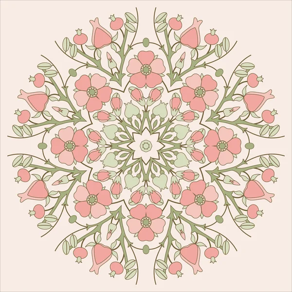 Vintage floral circle ornament — Stock Vector